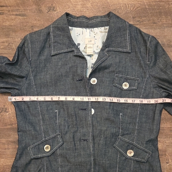 J. Jill Blue Jean Jacket Fitted Lined Tailored Silhouette 3/4 To Fill Sleeve PM - Picture 8 of 9